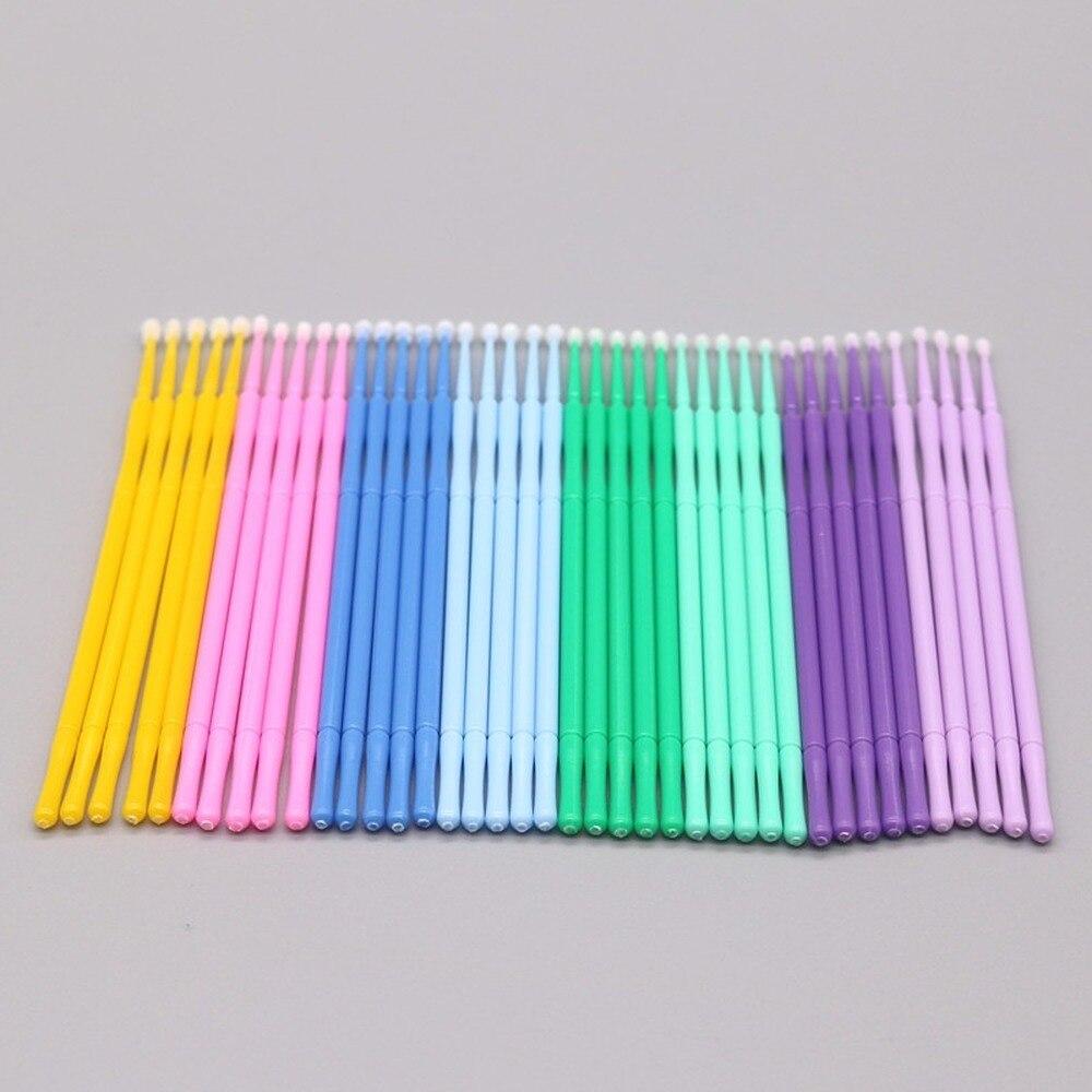 Eyelash Extension Uv Glue - แปรงไมโครสำหรับต่อขนตาแบบใช้แล้วทิ้ง 100 ชิ้น/ล็อต แปรงทำความสะอาดกาวติดขนตา พร้อมแท่งทาฟรี อุปกรณ์แต่งหน้า