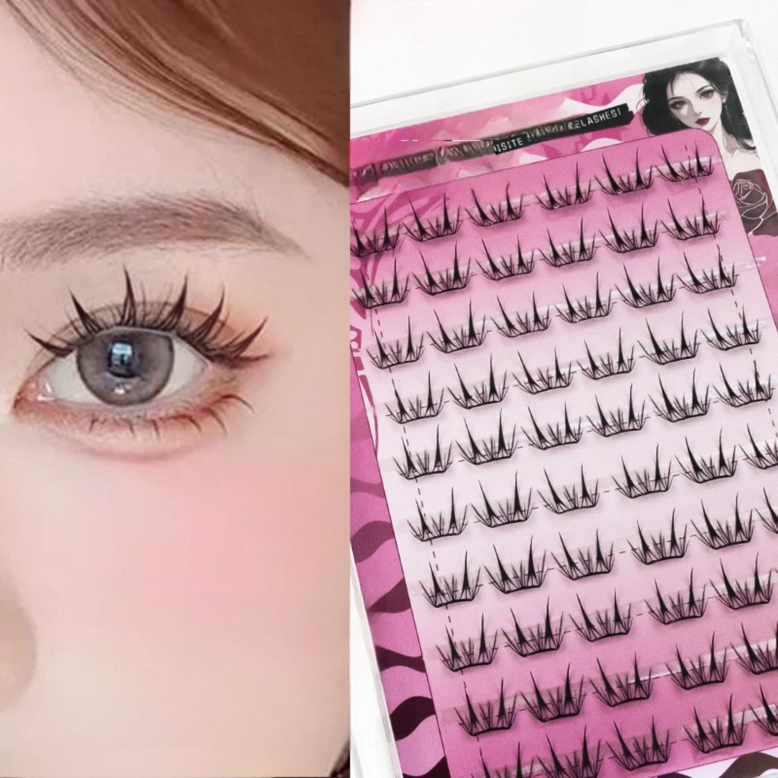 Eyelash Extension Uv Glue - ขนตาปลอมแบบติดเอง ไม่ต้องใช้กาว ขนฟูสไตล์มังงะเกาหลี ใช้ซ้ำได้ ง่ายต่อการแต่งตาด้วยตัวเอง เหมาะสำหรับมือใหม่