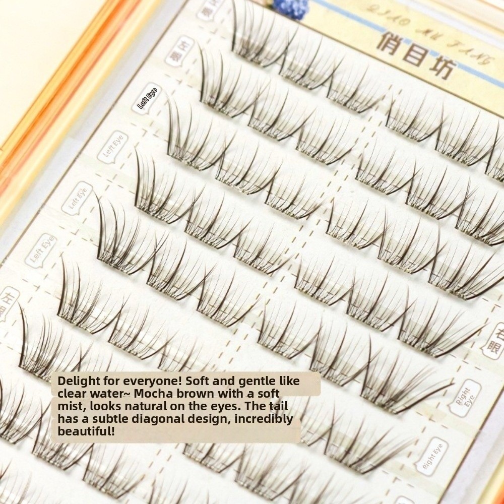 Eyelash Extension No 10 - ขนตาปลอมสีน้ำตาลมอคค่าแบบติดเอง 10 มม. ขนตา DIY แบบอ่อนโยน