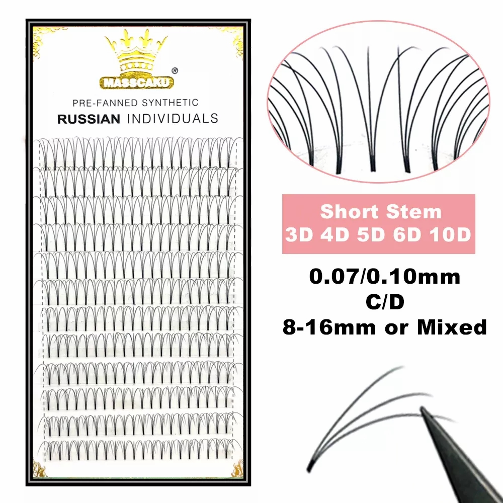 Eyelash Extension Or Extensions - MASSCAKU Lashes Premade พัดลมกว้าง 3d/4d/5d/6d/10d/20d สั้นรัสเซีย