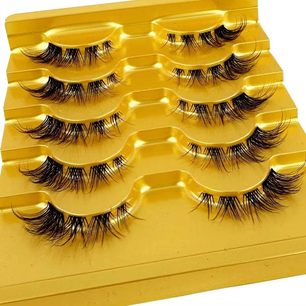 Eyelash Extension For Big Eyes - 5 คู่ขนตาปลอมที่มองไม่เห็น Band Lash ขนตาปลอมธรรมชาติ Cross