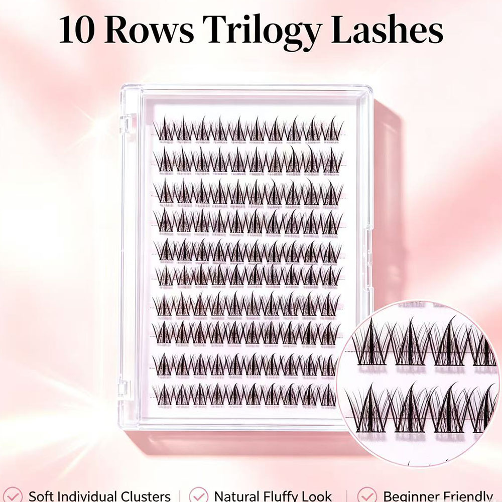 Eyelash Extension No 10 - ขนตาปลอมแบบติดเอง พรีเมียม 10 แถว ไม่ต้องใช้กาว ต่อขนตาเองได้ง่ายๆ