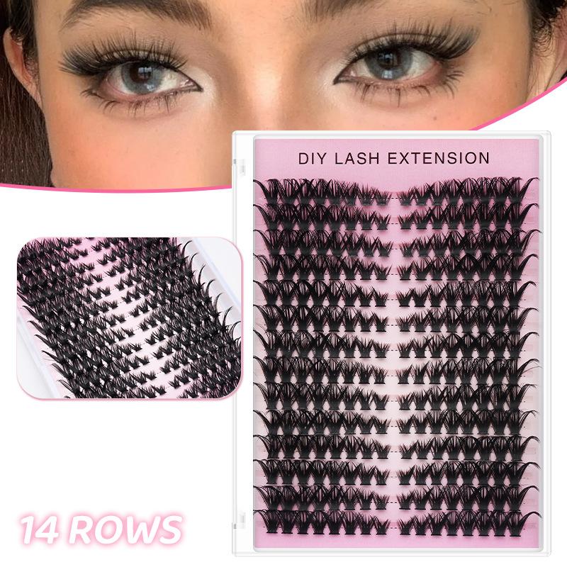 Eyelash Extension Or Extensions - 【M】ขนตาปลอม DIY 14 แถว ขนตาแบบกลุ่มสำหรับต่อขนตา เพิ่มวอลลุ่มขนตา