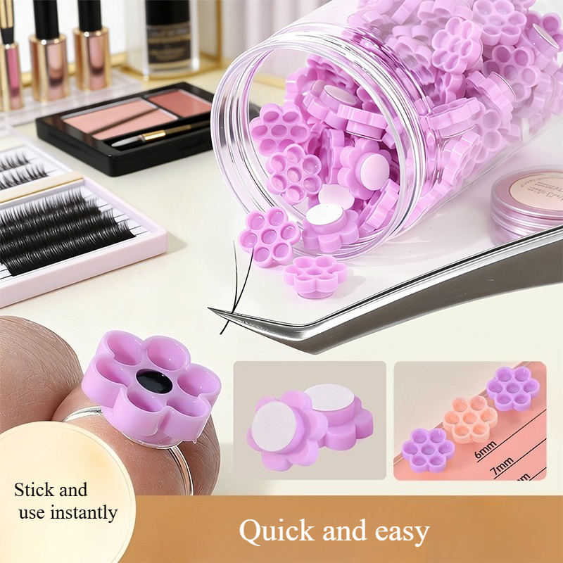 Eyelash Extension Guide - ที่วางกาวต่อขนตา 120 ชิ้น รูปทรงรังผึ้ง พร้อมวงแหวน สำหรับผู้หญิงและเด็กผู้หญิง