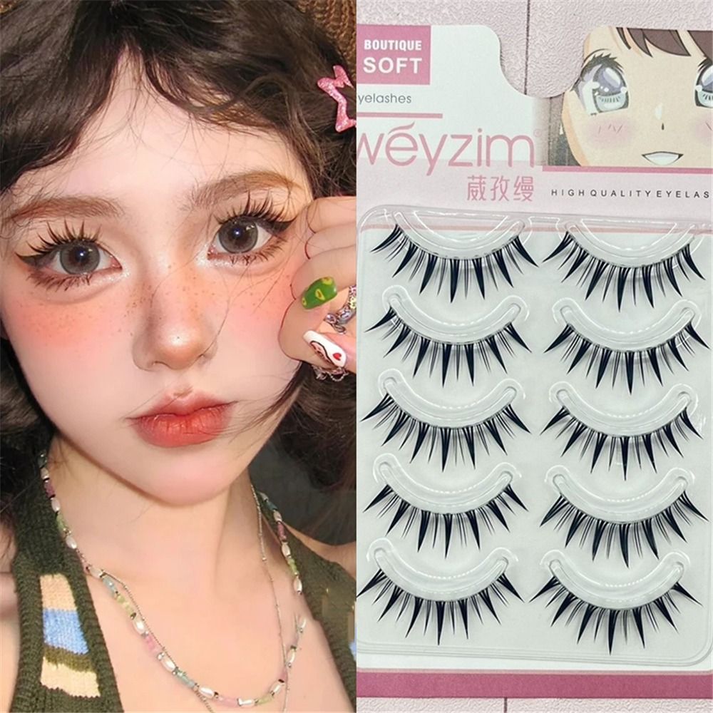Eyelash Extension Japanese - แพ็ค 5 คู่ ขนตาปลอมสไตล์ญี่ปุ่น สำหรับคอสเพลย์ ขนตาปลอมแบบมิงค์
