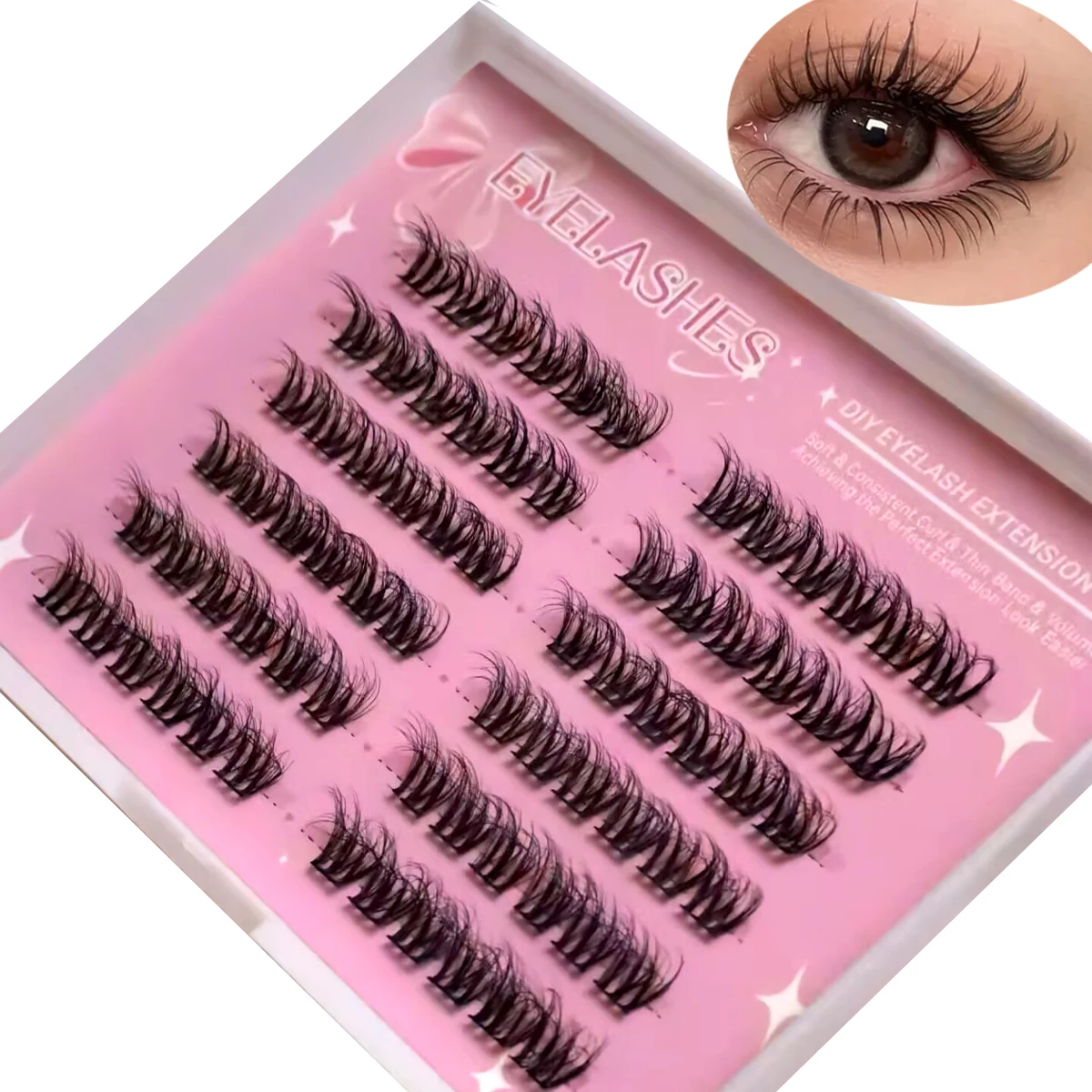 Eyelash Extension For Big Eyes - AMSDCN ขนตาปลอม 10 แถว สีดำ เส้นใย