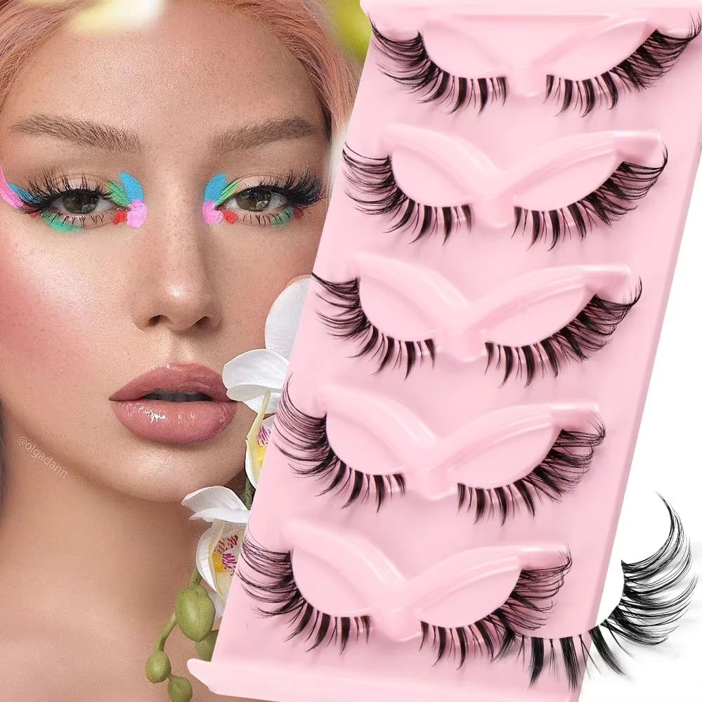 Eyelash Extension Fox Eye - ขนตาปลอมแบบตาแมว 5 คู่ ขนตาแบบธรรมชาติ ปลายเรียวเล็ก ครึ่งตาแบบฟ็อกซ์