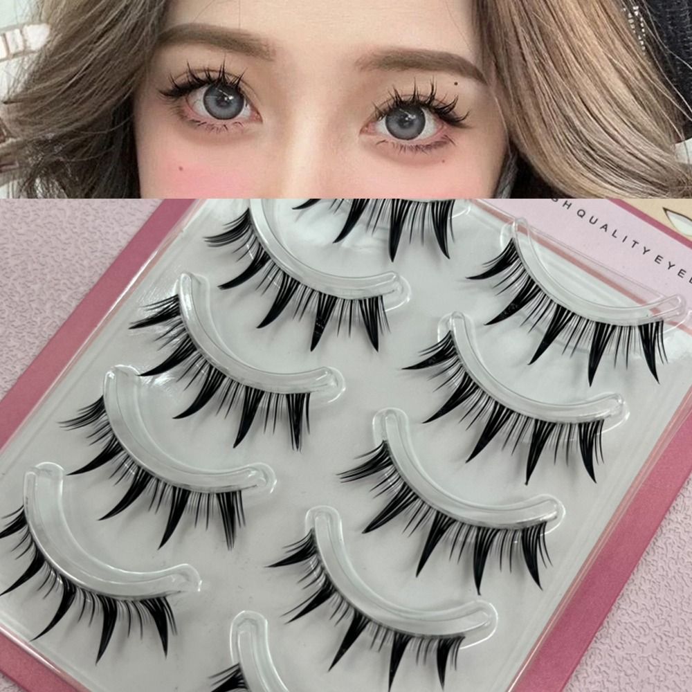 Eyelash Extension Japanese - 5 คู่แพ็คญี่ปุ่นคอสเพลย์ขนตาปลอม Faux Mink หนาเปียก Spiky