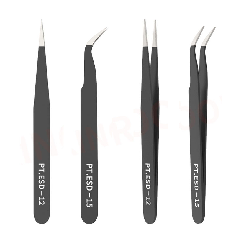 Eyelash Extension Or Extensions - 1Pc สแตนเลสสตีลแหนบสำหรับตัวต่อขนตาตรงหรือ Bend Anti-Static แต่งหน้า Tweezer