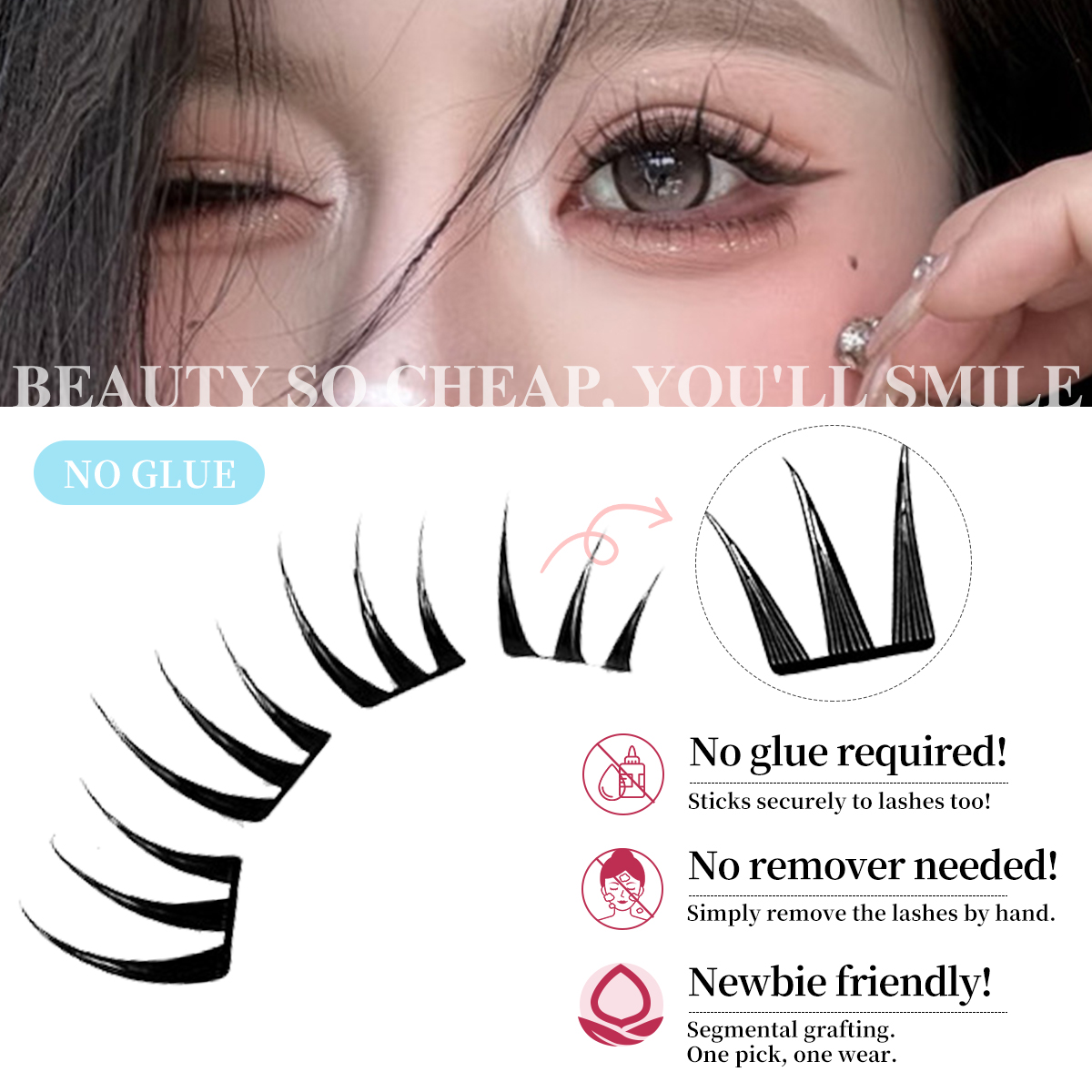 80 Cluster No-Gule Fairy ขนตาป - Eyelash Extension No 10 บทวิจารณ์และราคา